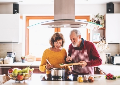 Couple cooking together